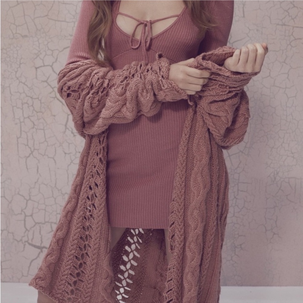 For Love and Lemons x Knitz - Wythe Cardigan in rose